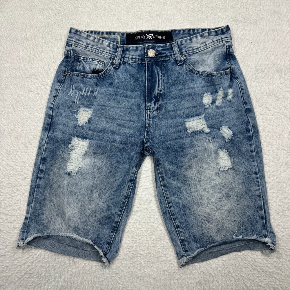 XRAY Jeans Moto Denim Shorts Stretch Biker‎ Streetwear Distressed Men's Size 34